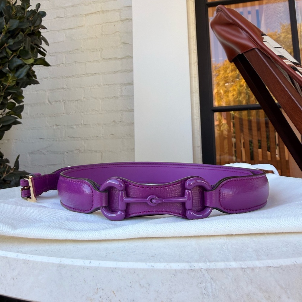 Gucci Purple Leather horsebit Women's think Belt